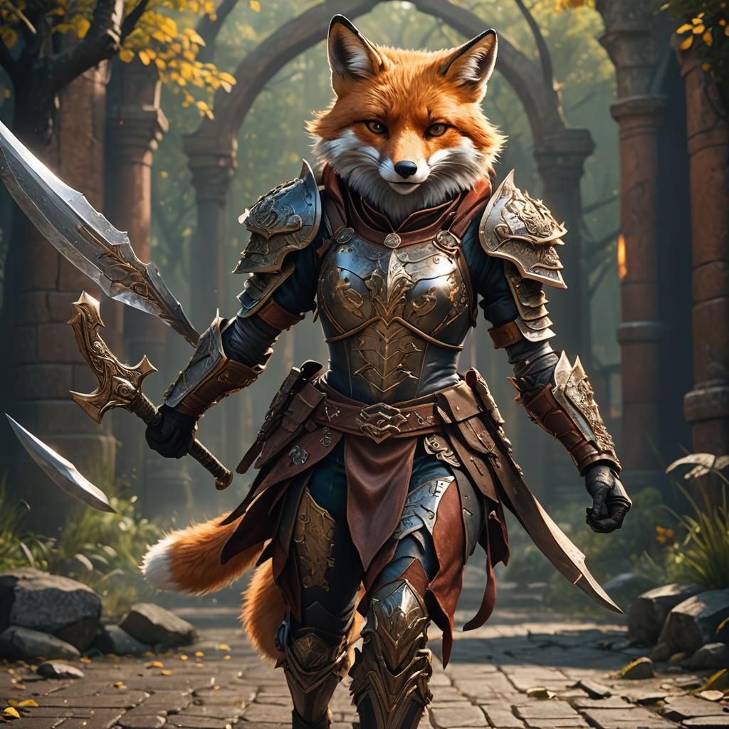 Fox Warrior Ready for Battle: Fantasy Concept Art