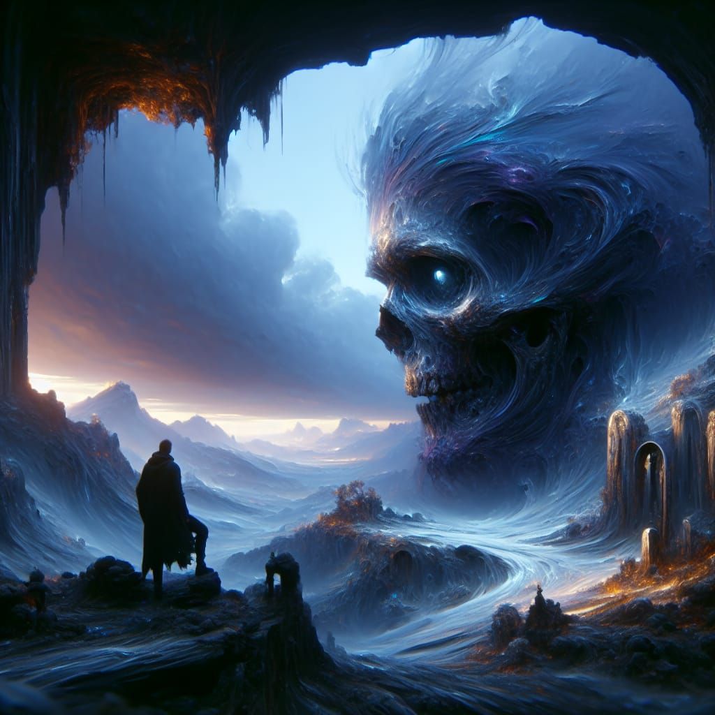 Figure Stares Death Down: Fantasy Matte Painting