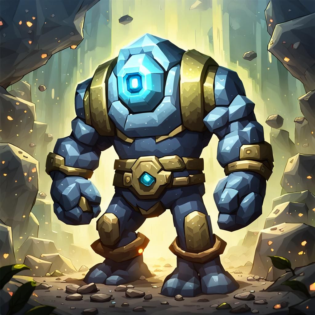 Animated Crystal Key Golem Guardian