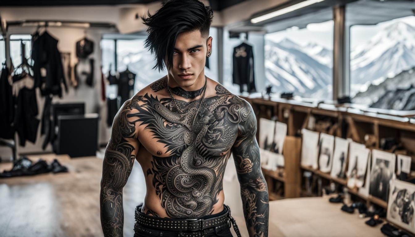 Tattooed young man