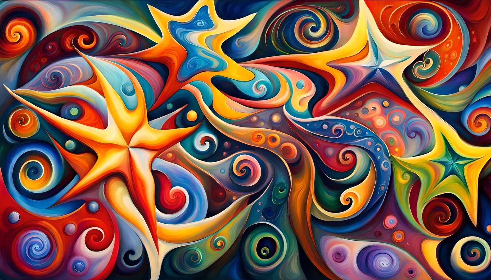 Iridescent Stars Dance in Cosmic Impasto Painting