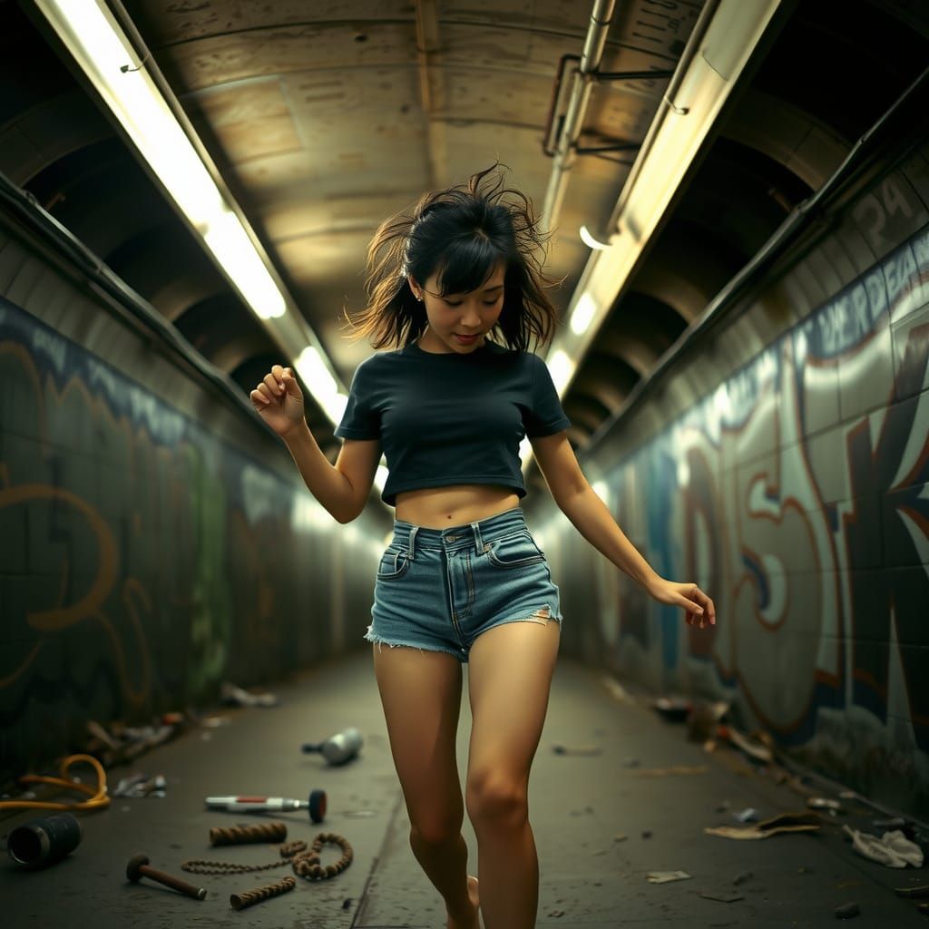 Fearless Dancer in Abandoned Subway
