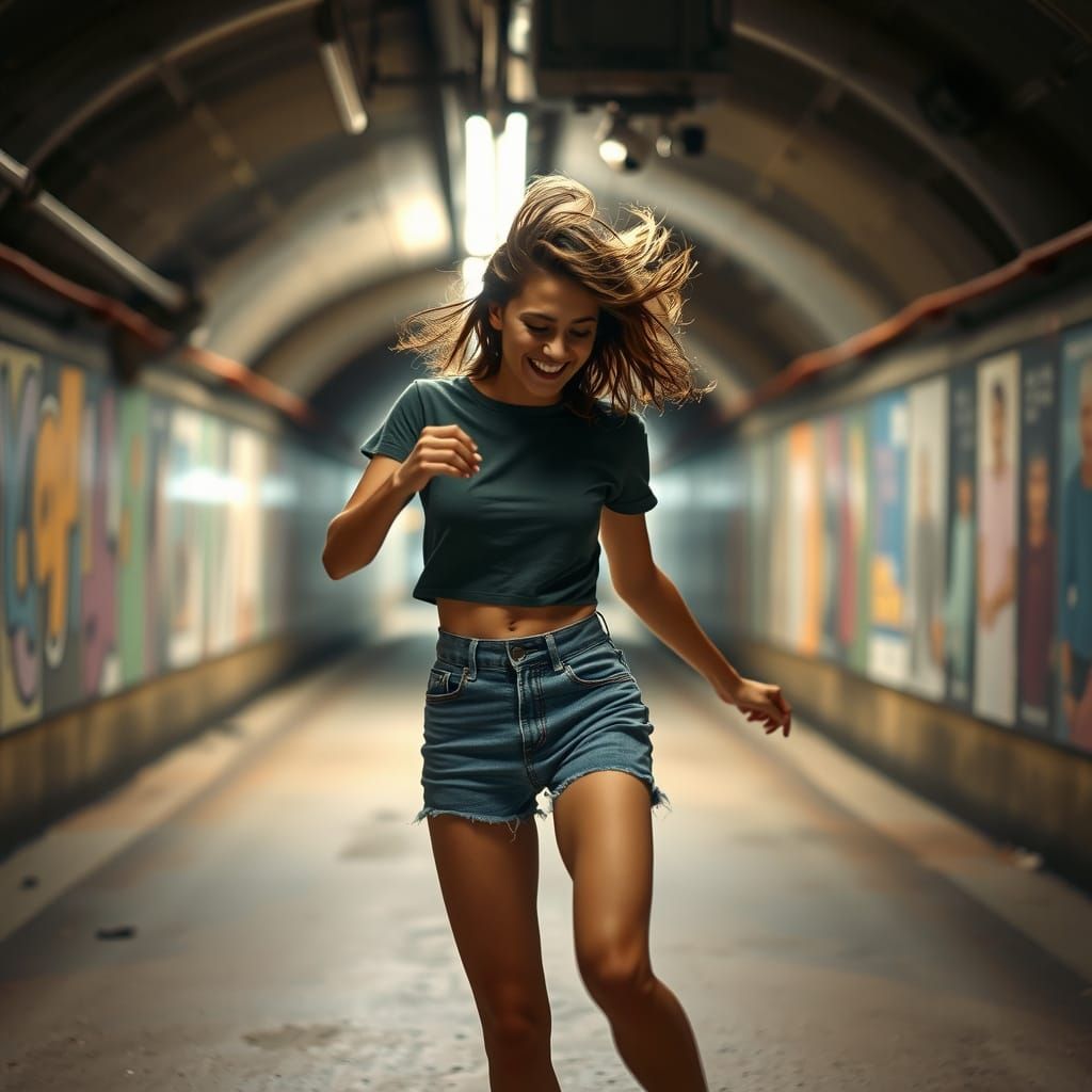 Fearless Woman Dances in Abandoned Subway Tunnel