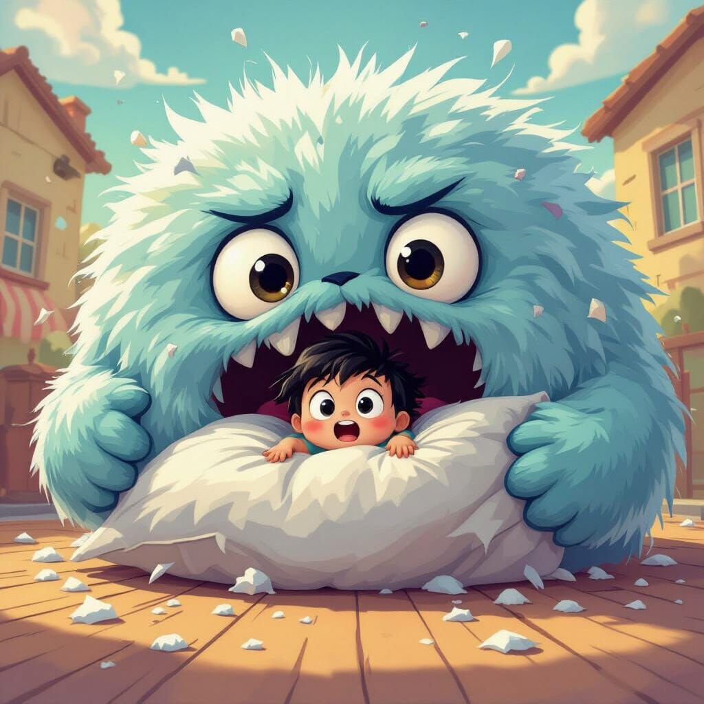 Adorable Character Swallowed by Fluffy Pillow Monster in Car...