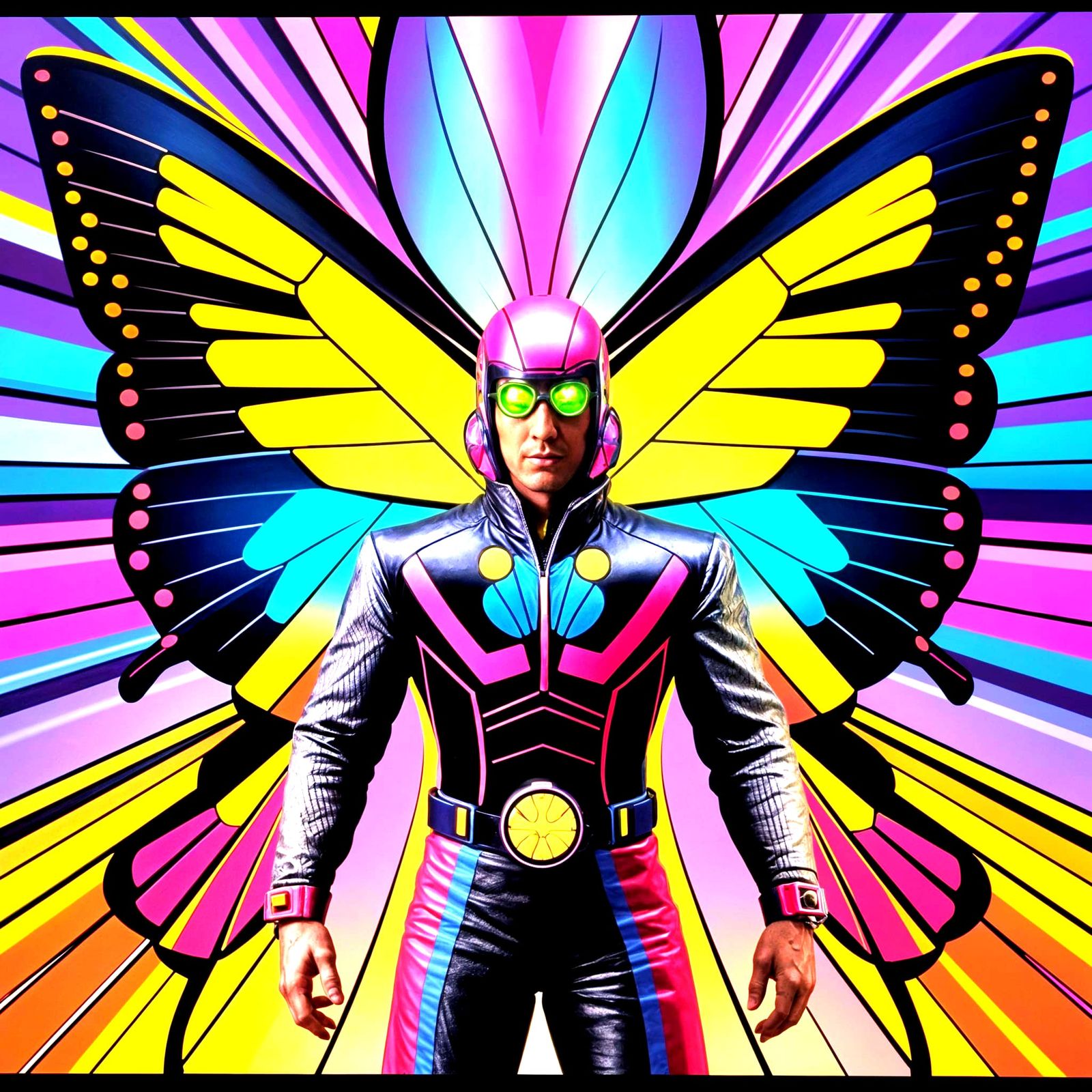Hyperrealistic Butterfly God in Peter Max Style
