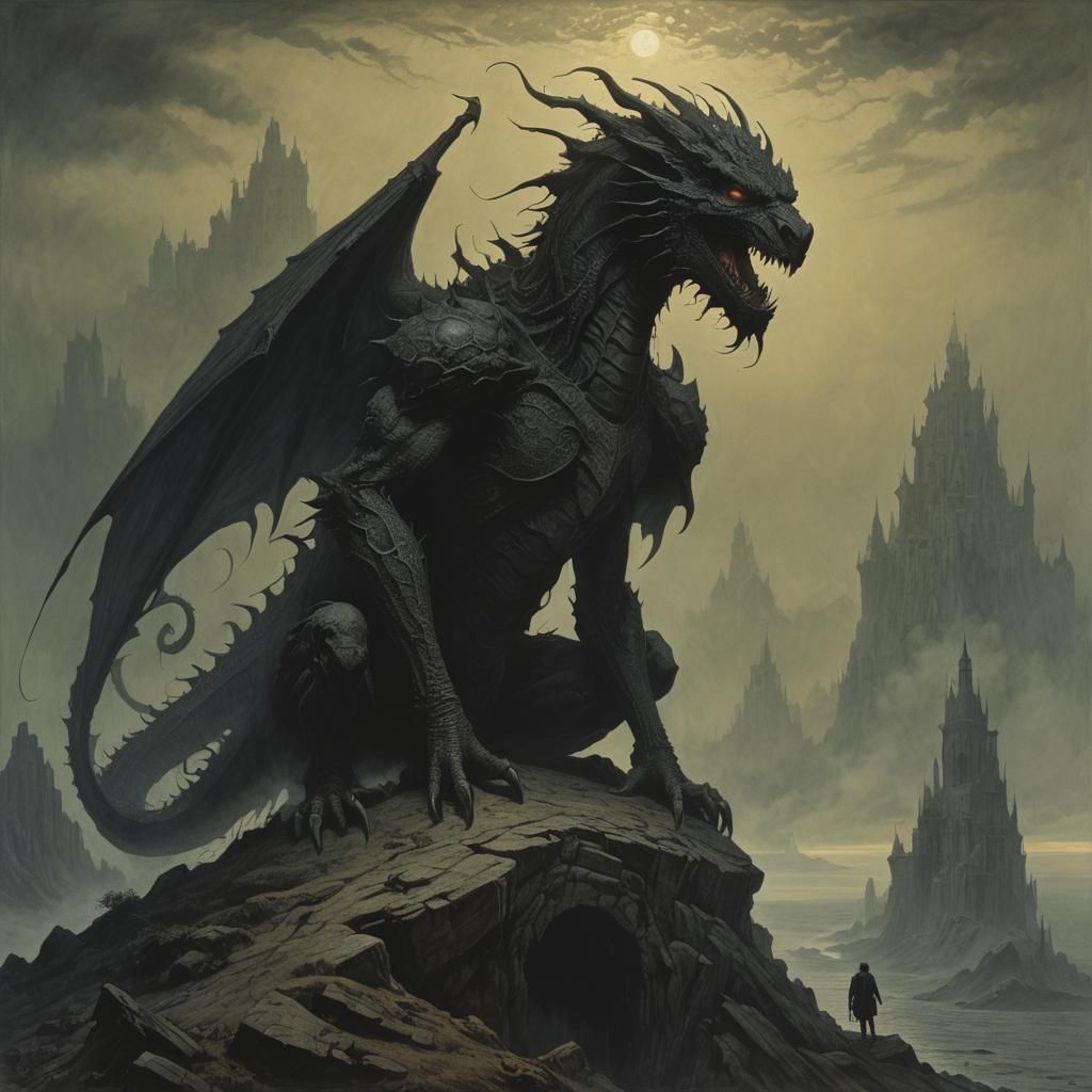 Grimdark Shadow Dragon Inspired by Beksiński