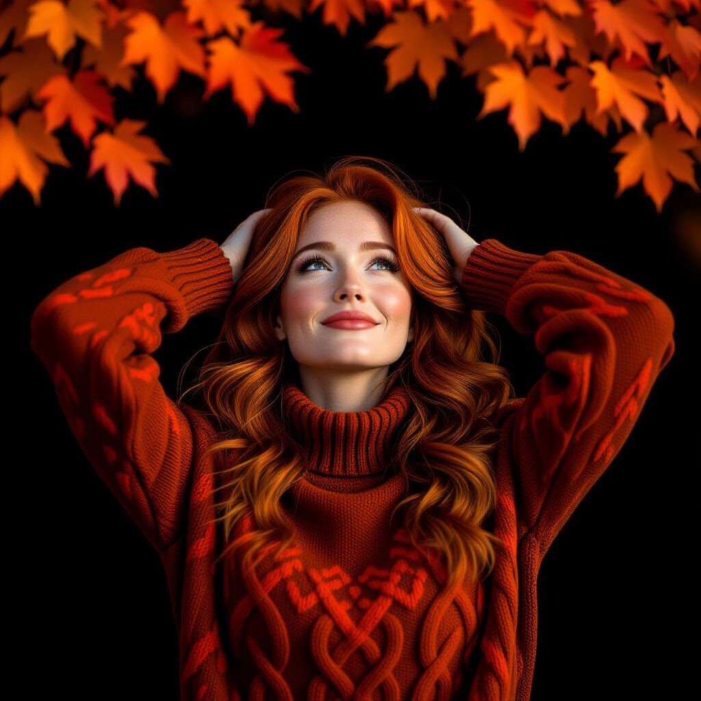 Red-Haired Woman in Autumnal Golden Hour