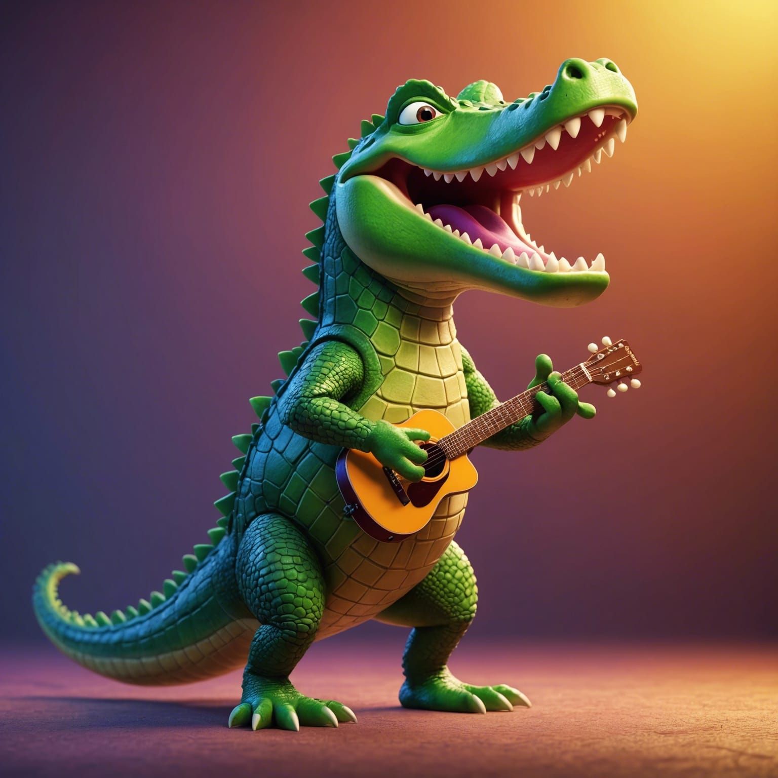 Singing Crocodile in Animated 3D Digital Art
