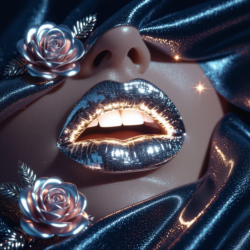 Crystallized Lips with Silver-Gold Aura, in Sacred Artifact ...