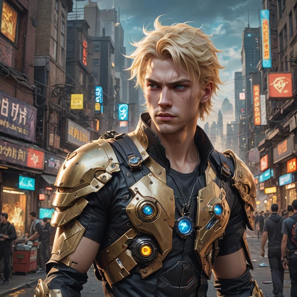 Cyberpunk Victorian Superhero Anime Portrait