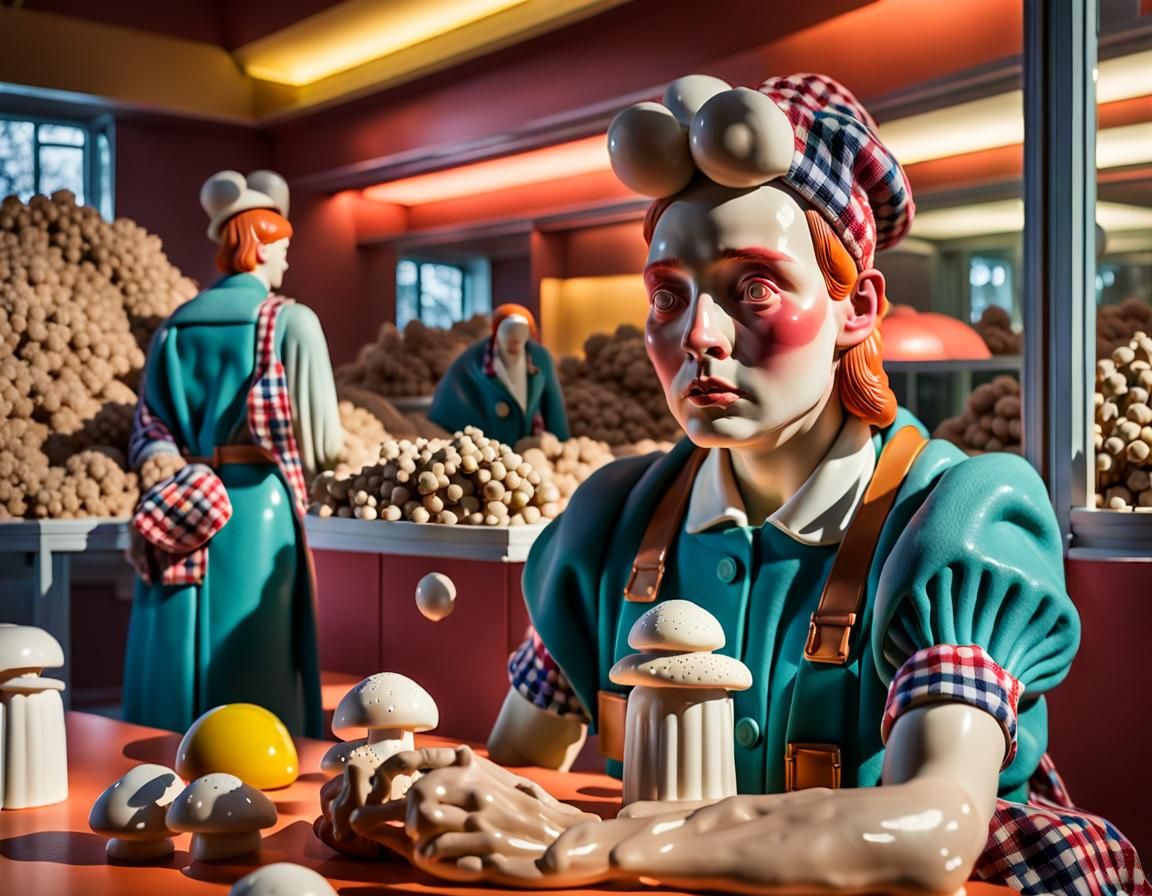 Surreal Porcelain Sculpture in Modern Art Garden