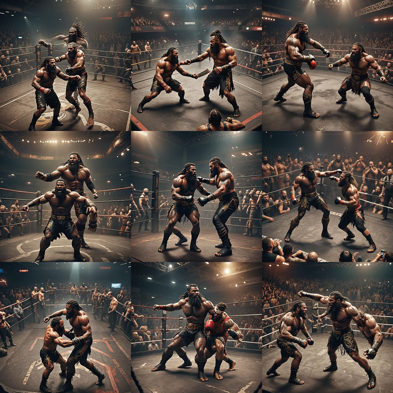 Black Pro Wrestler in Ring: Fantasy Concept Art