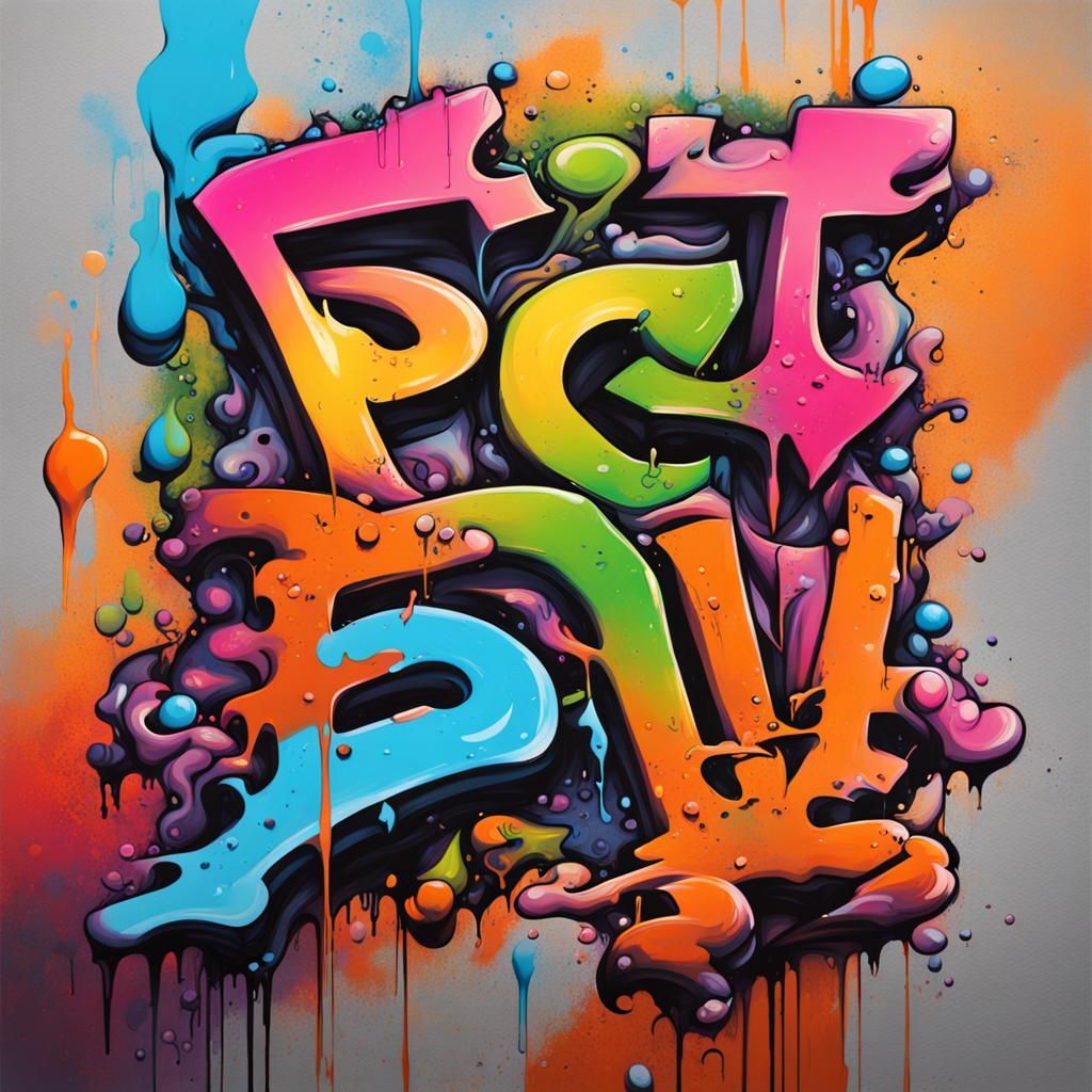 Dynamic Graffiti Art with Polychromatic Splash Effects