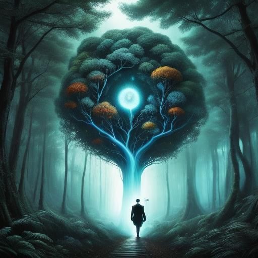 Enchanted Forest with Bioluminescent Flora and Fauna