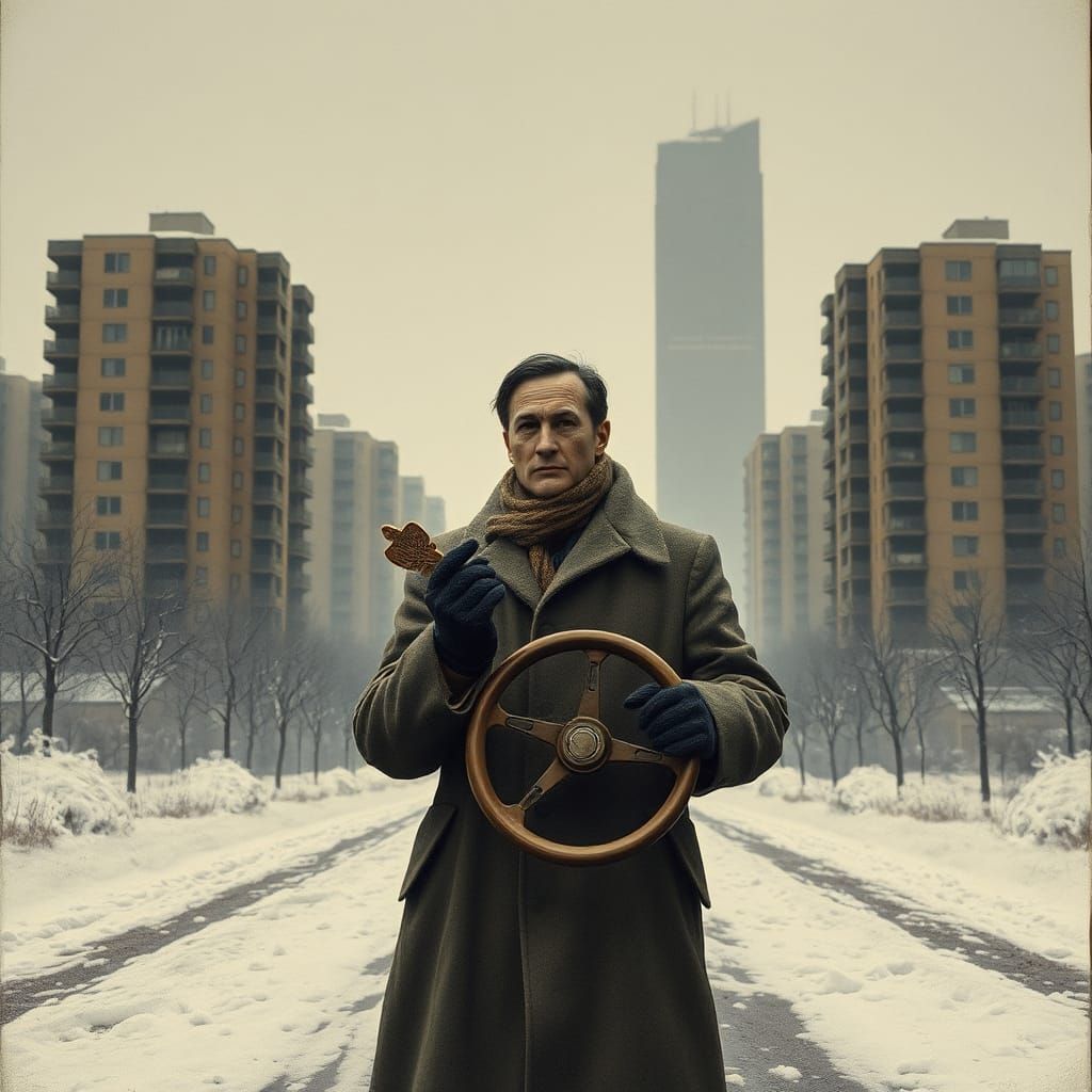 Crossroads: Pawn or Steering Wheel in Bleak Cityscape