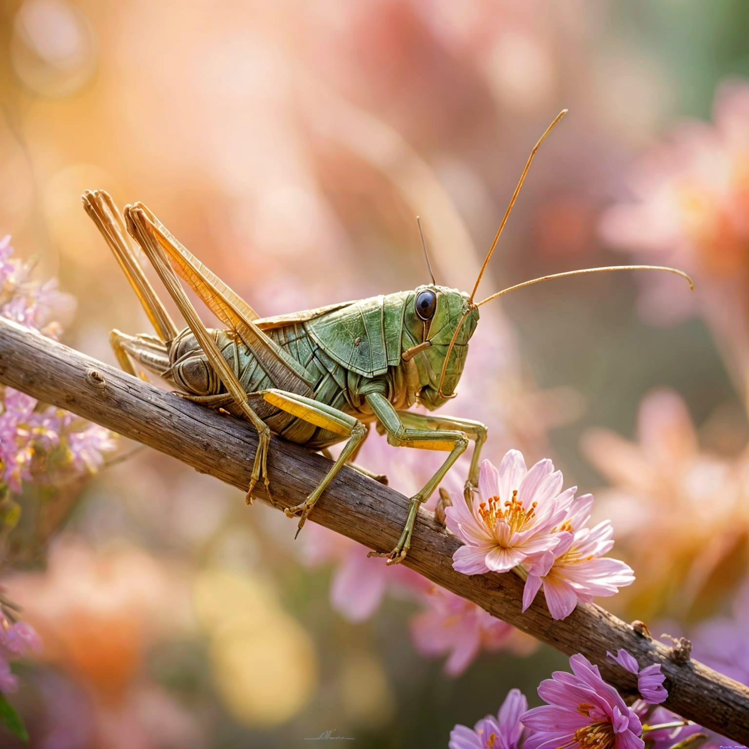 Grasshopper in Impressionist Garden Style
