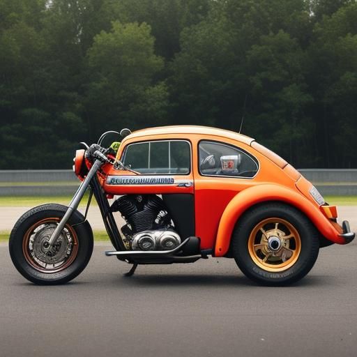 VW Bug Harley Chopper Mashup in Synthwave Style