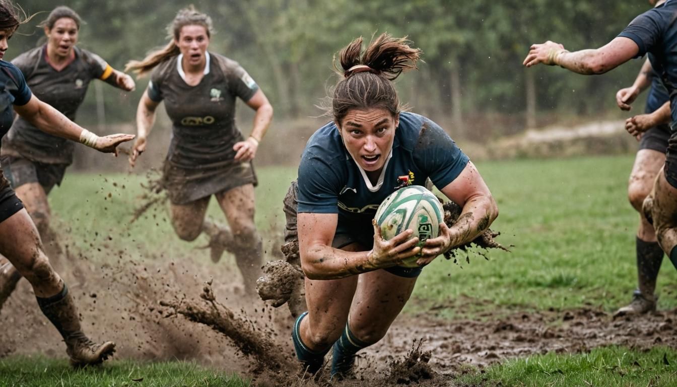 Action Shot of Female Rugby Player