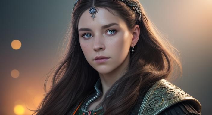 Stunning Woman in Traditional Silver Dirndl Dress