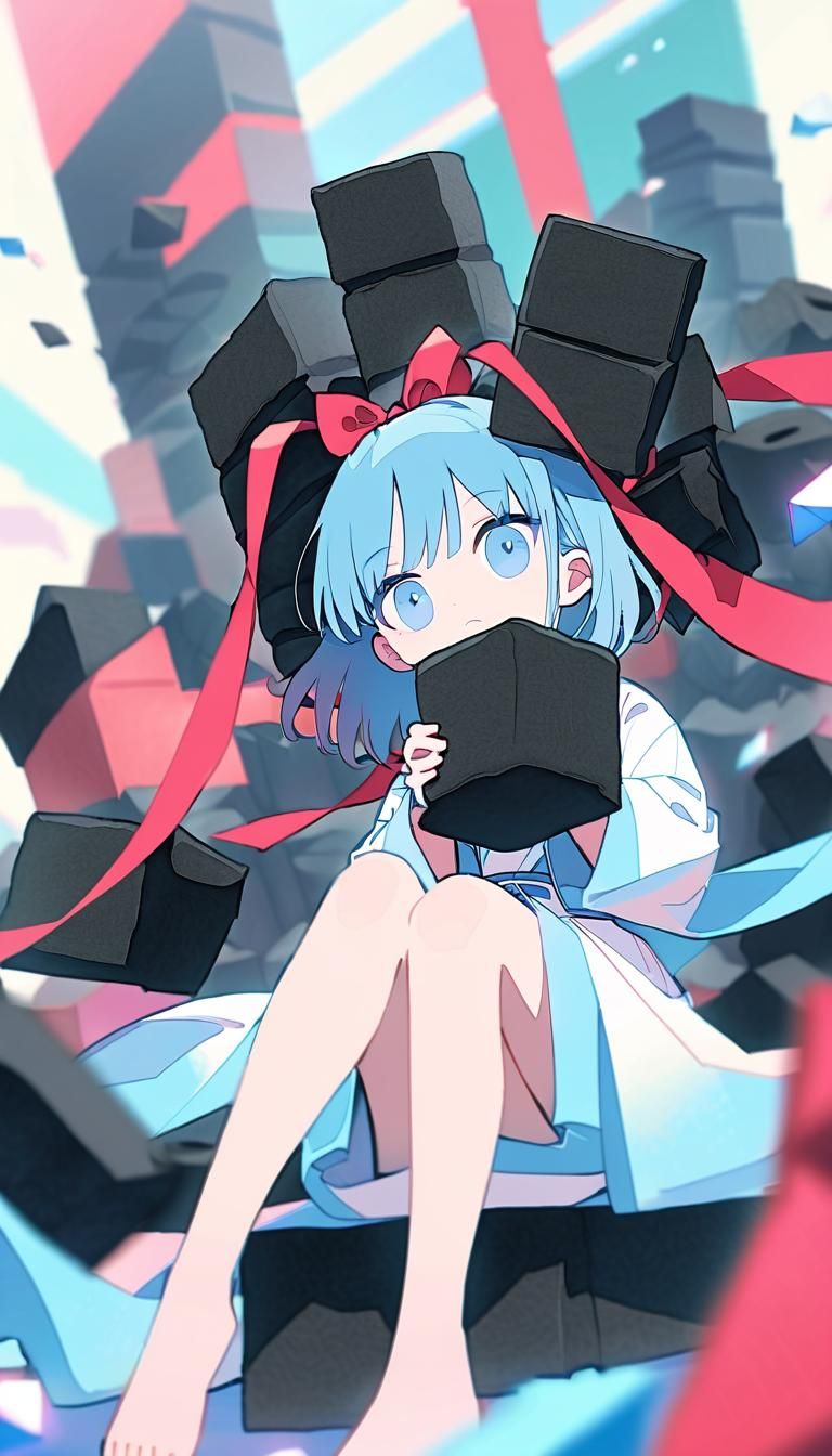 Anime Girl with Charcoal, Digital Art Style