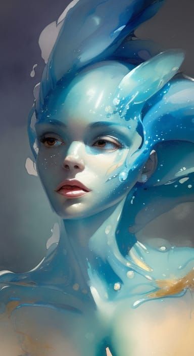 Blue water humanoid form aqua
