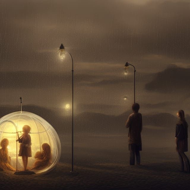 Fantastical Beach Bubble Under Artificial Illumination