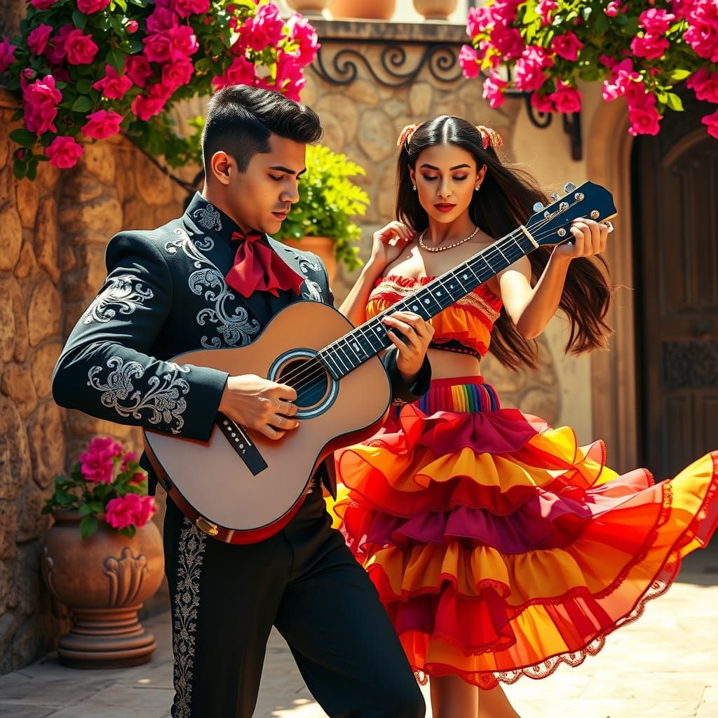 Handsome Mariachi in Traditional Mexican Charro Outfit