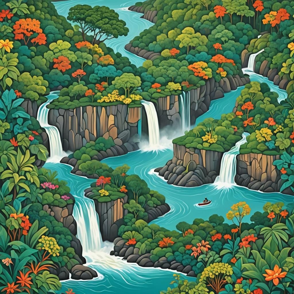 Brazilian Modernist Niagara Falls Digital Matte Painting