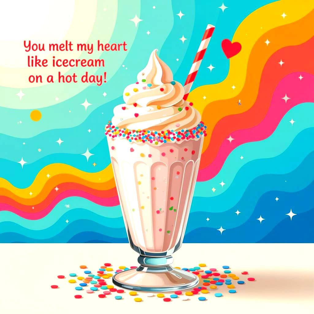 Neapolitan Ice Cream with Sprinkles and Heart Straw