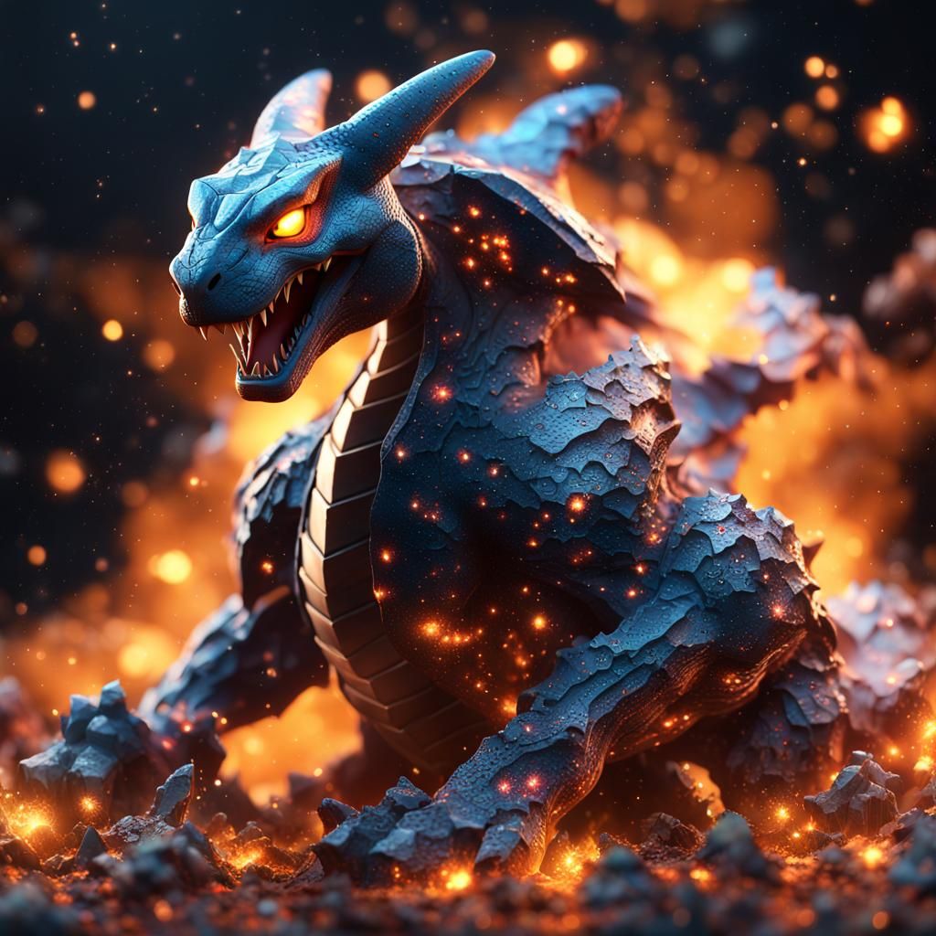 Epic Charizard with Galaxy Background in 3D