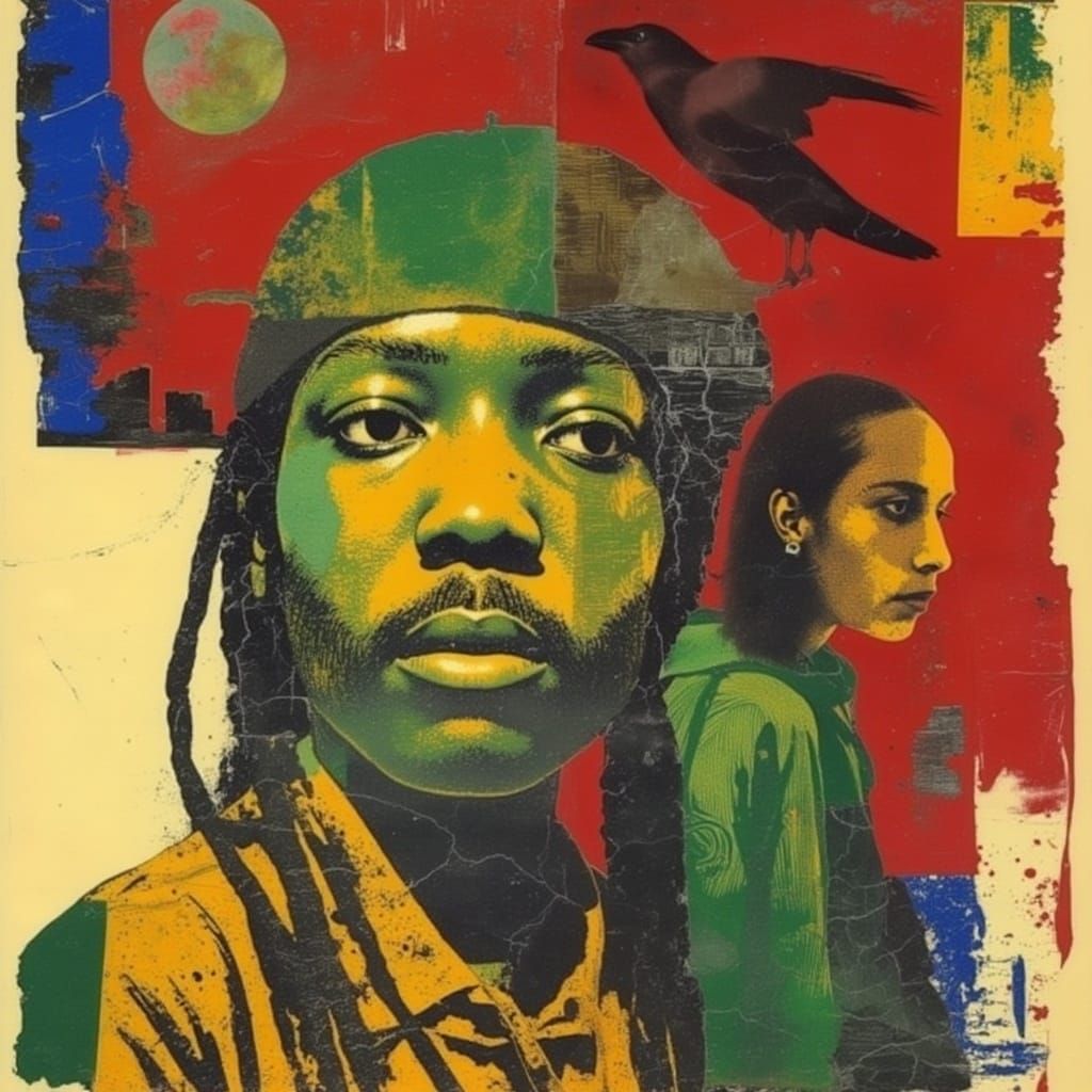 Psychedelic Rastafarian Protagonist in Vibrant Kaleidoscope....