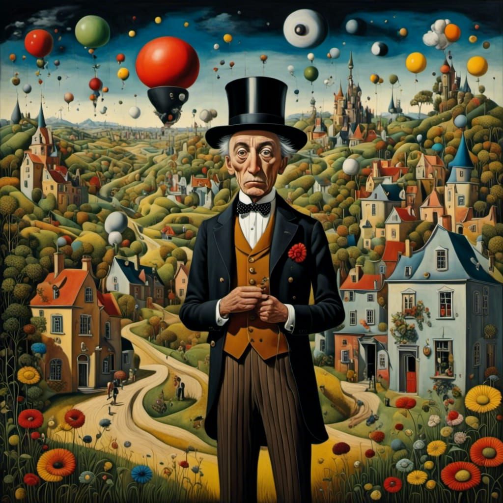 Surreal English Gentleman in Pop Surrealism Style