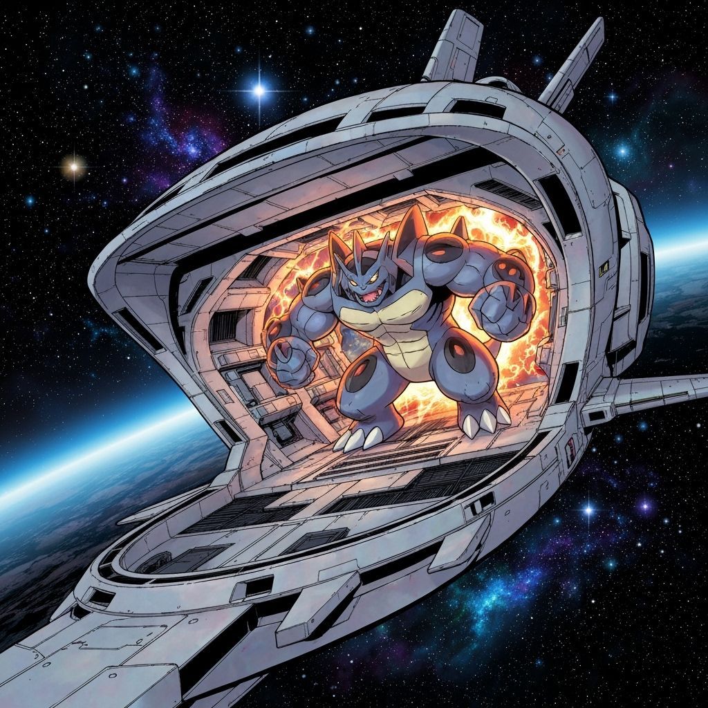 Pokemon Soaring Through Space in Comic Book Art