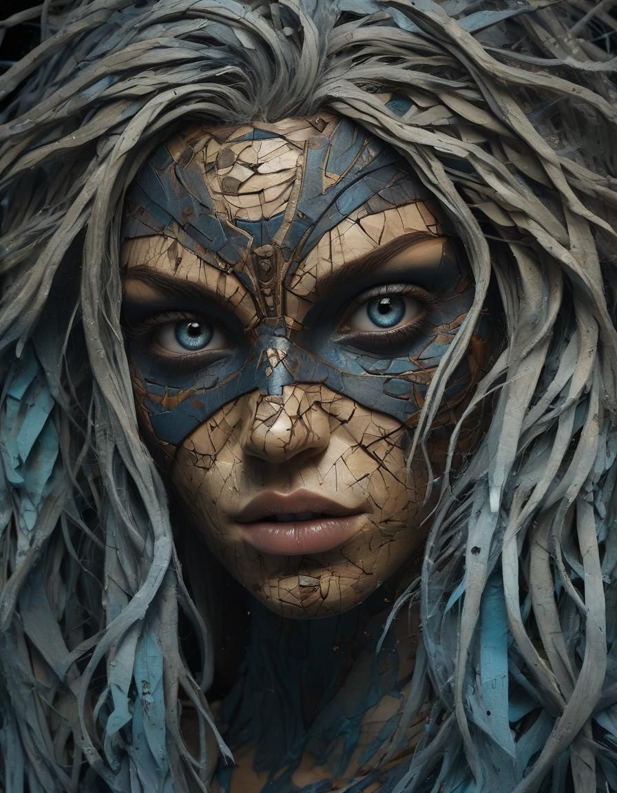 Skater Girl in Mask: Impasto Portrait