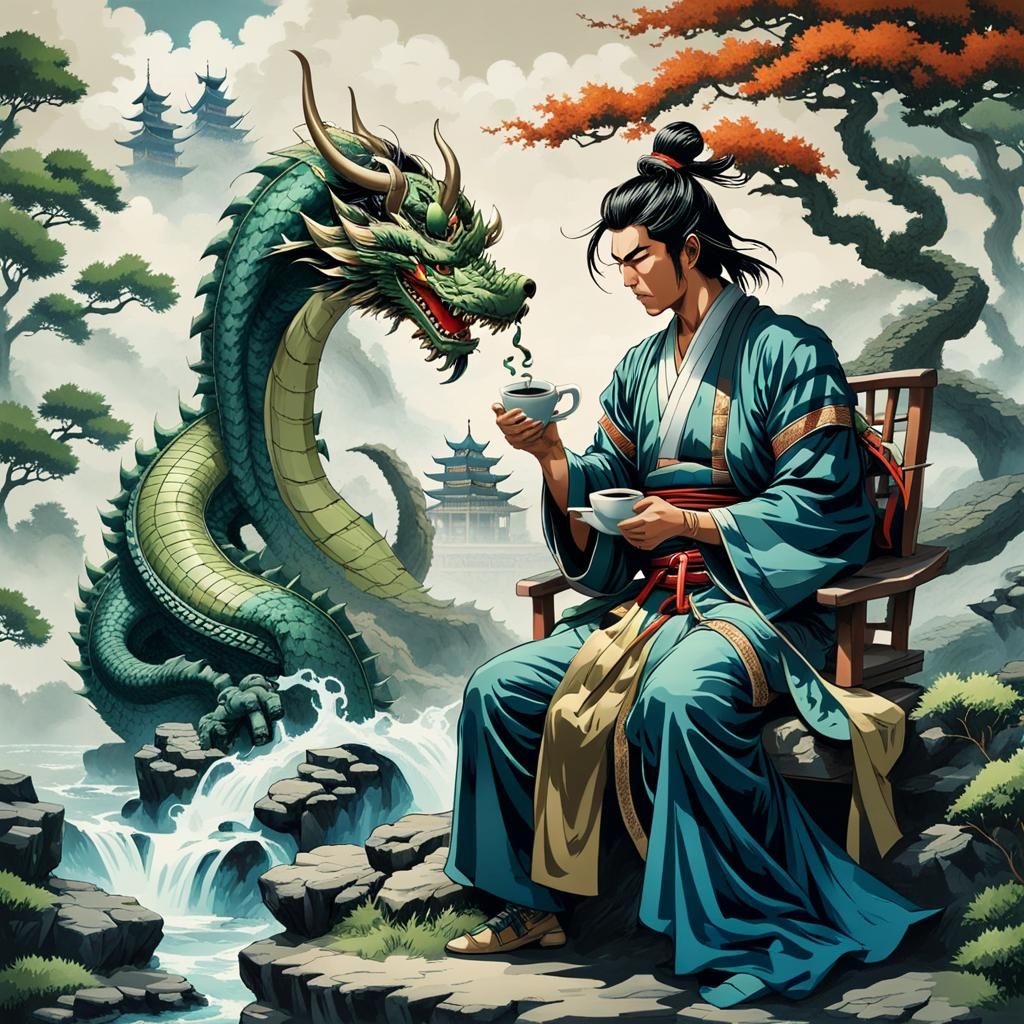 "Here is a cup of tea, honorable one." "Thank you, kind huma...