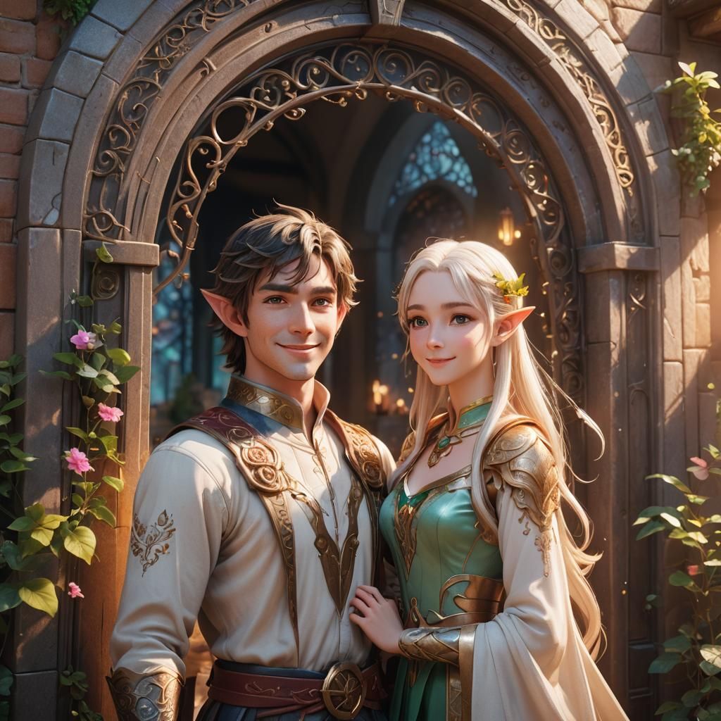 Anime Man and Elf Portrait in 3D Art Style