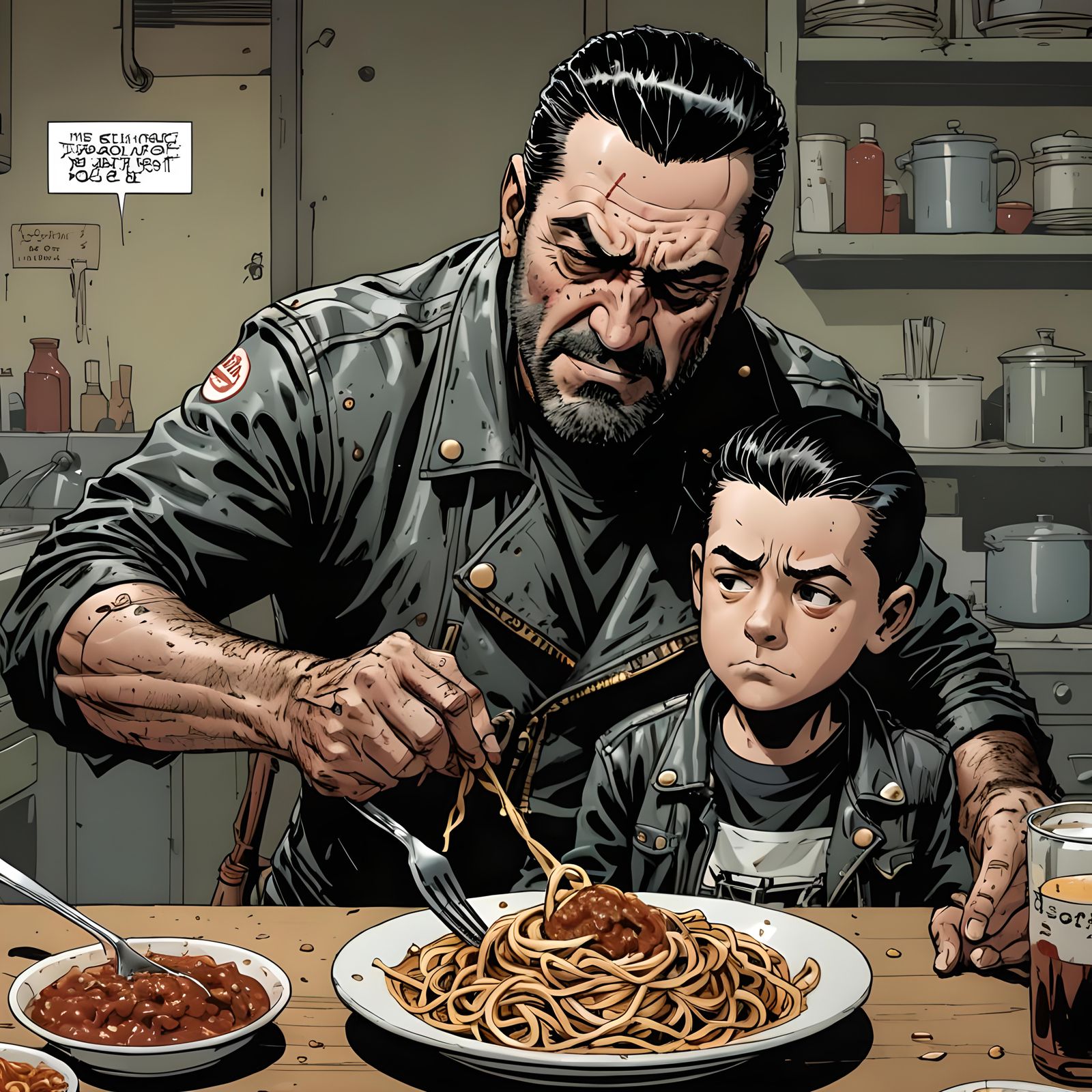 Negan Feeds Boy Spaghetti: Marvel Comics Style