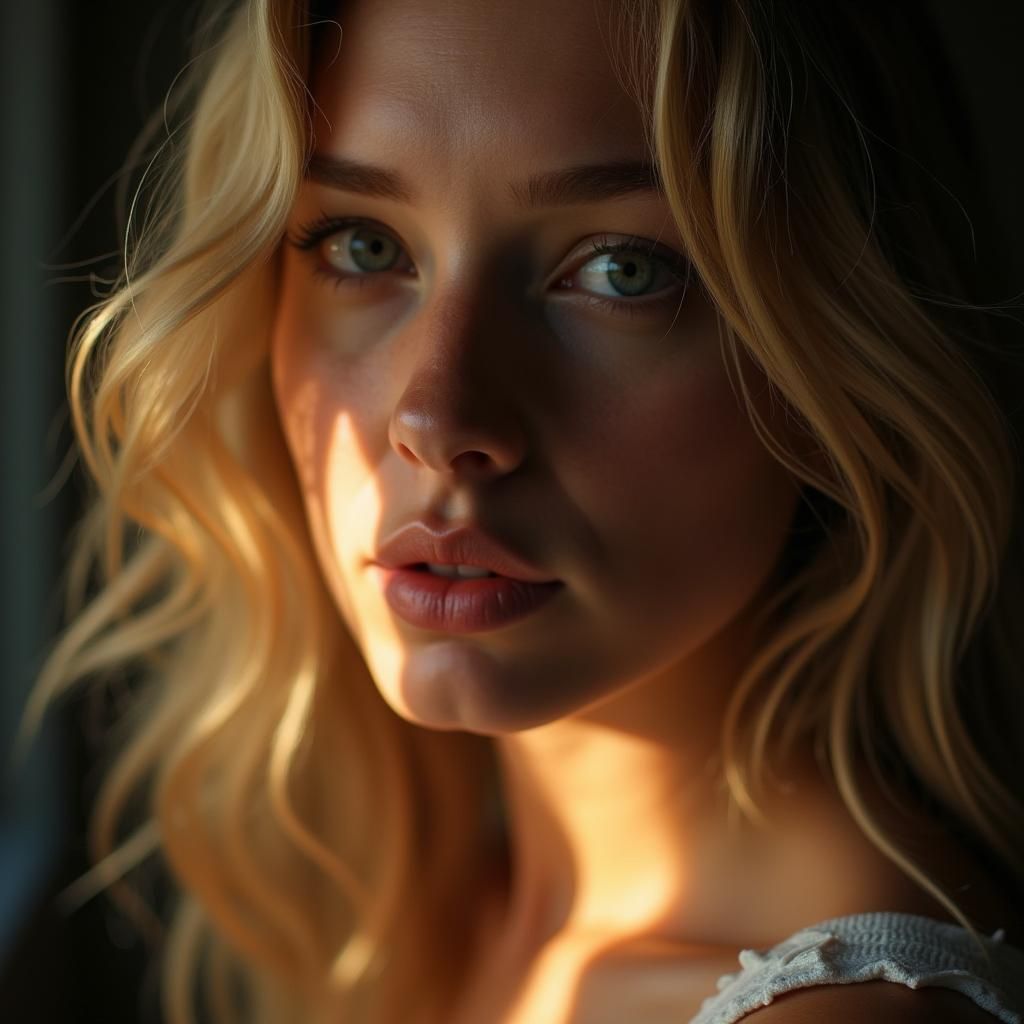 Intimate Portrait of a Blonde Woman in Soft Light