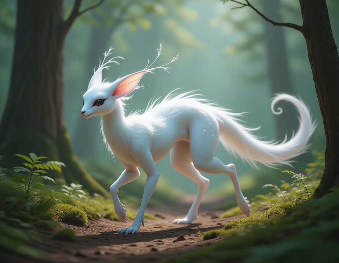 Ethereal Forest Creature with Ghostly Glow - Photorealistic