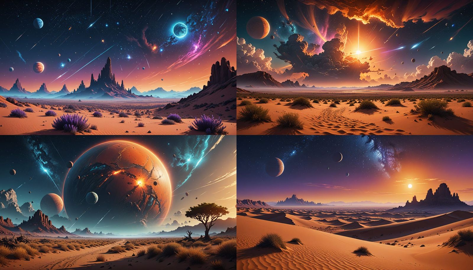 Vibrant Desert Dreamscape under Starry Skies