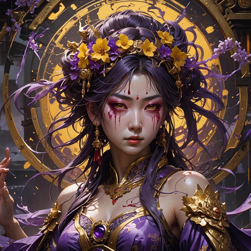 Amaterasu in Dark Fantasy Art Style