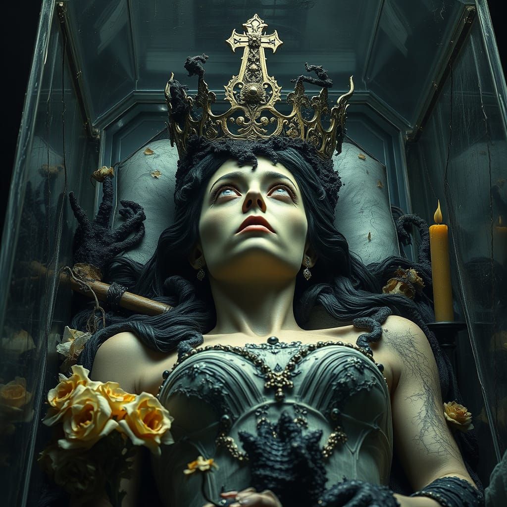 Cursed Queen Entombed: Gothic Horror in Crystal