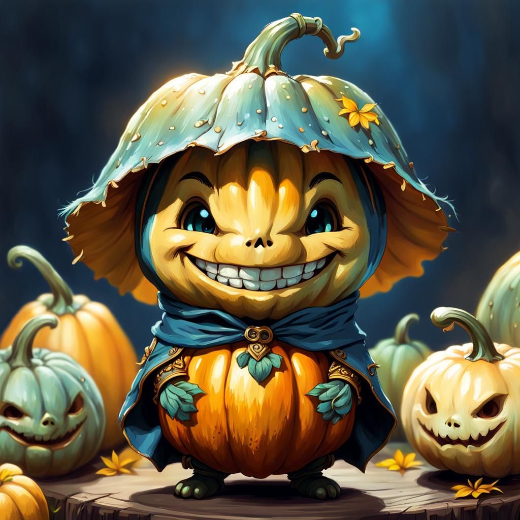 Anthropomorphic Gourd in Impressionist Digital Art