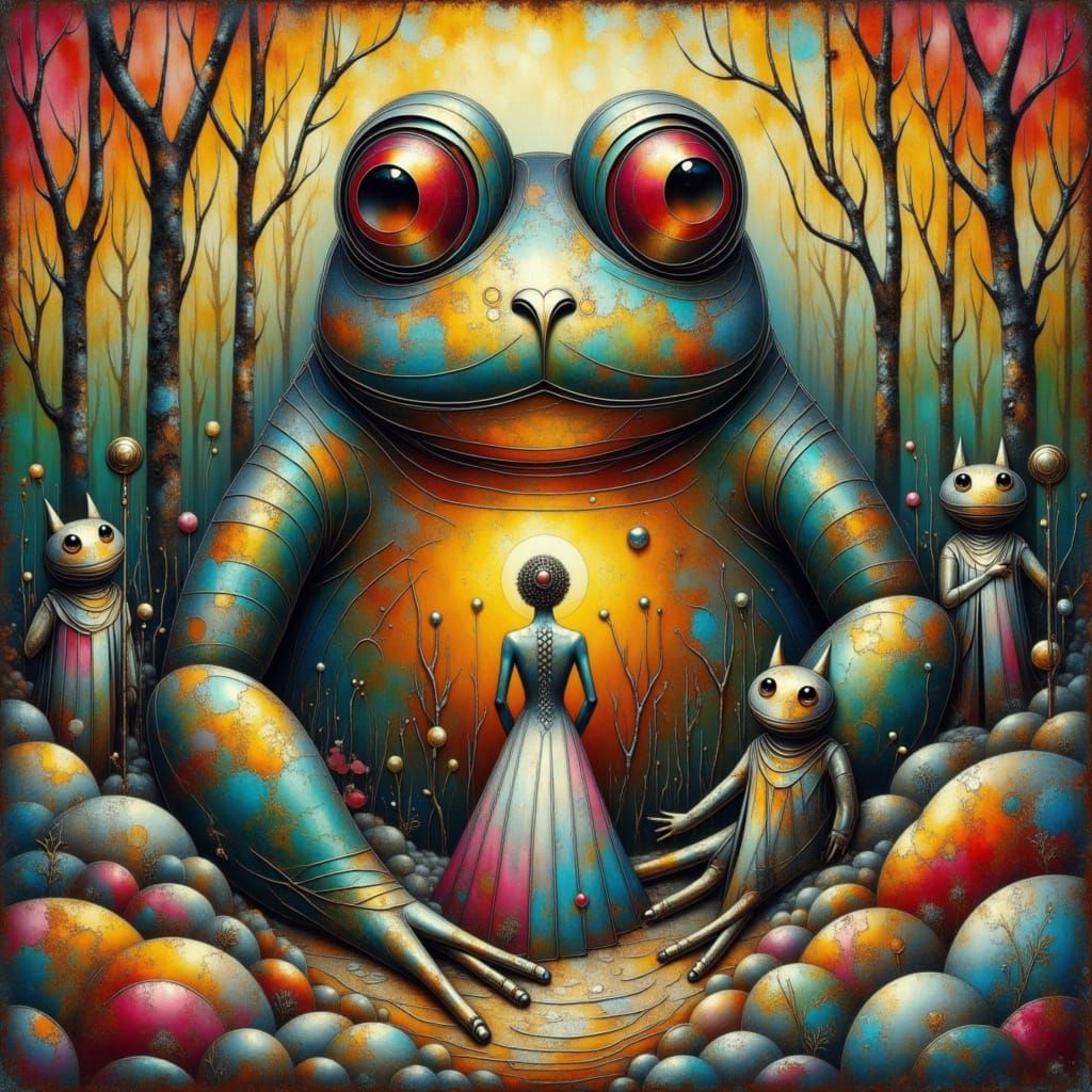 Toad Wedding in a Forest, Henri Matisse Style