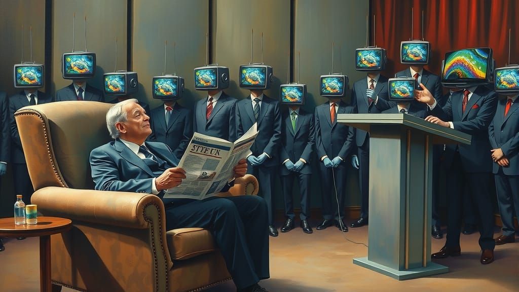 Elegant Gentleman Ignored by Futuristic Crowd