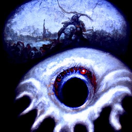 Horror Eyeball in Gothic Engraving Style