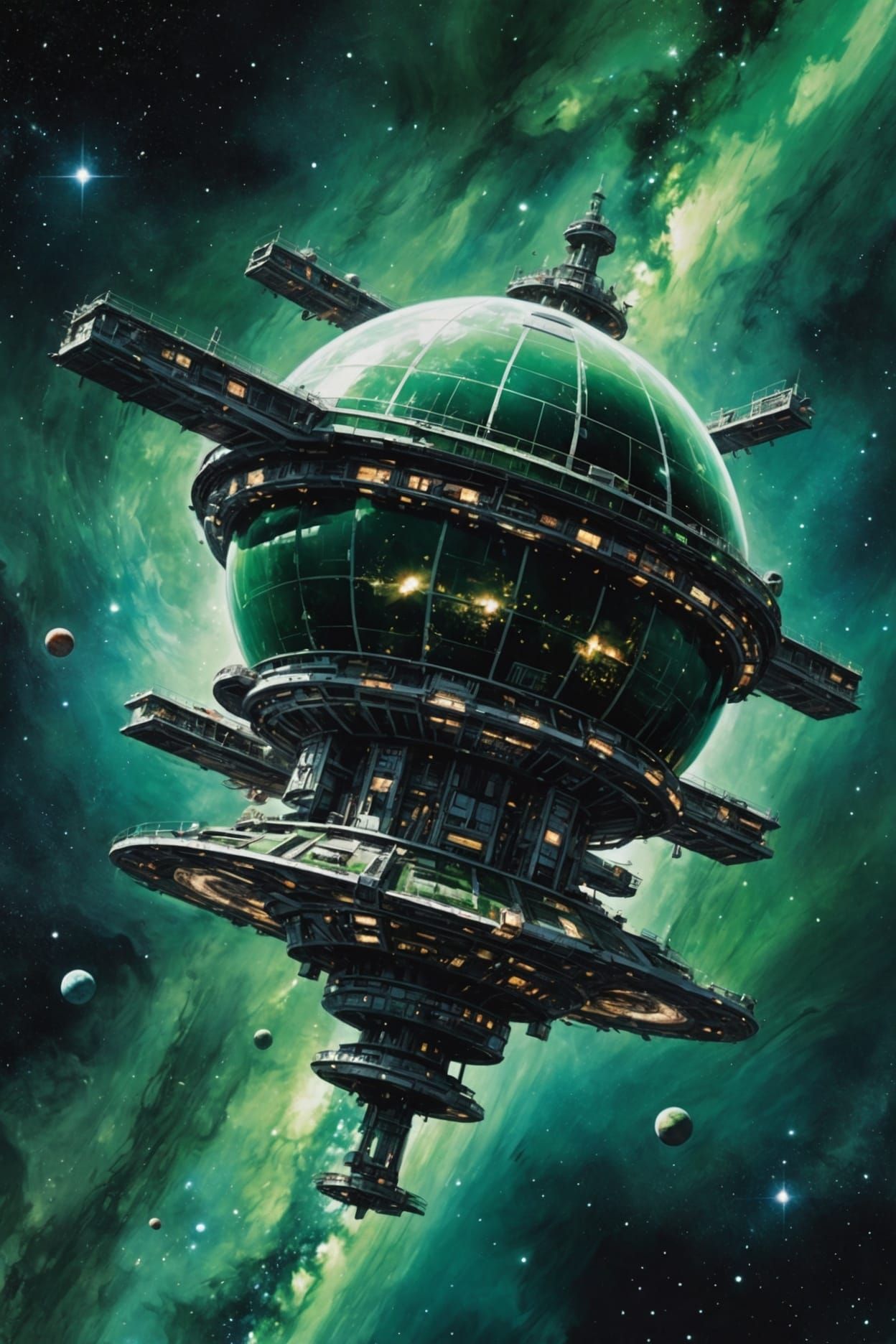 Retrofuturistic Space Station in Milky Way Galaxy