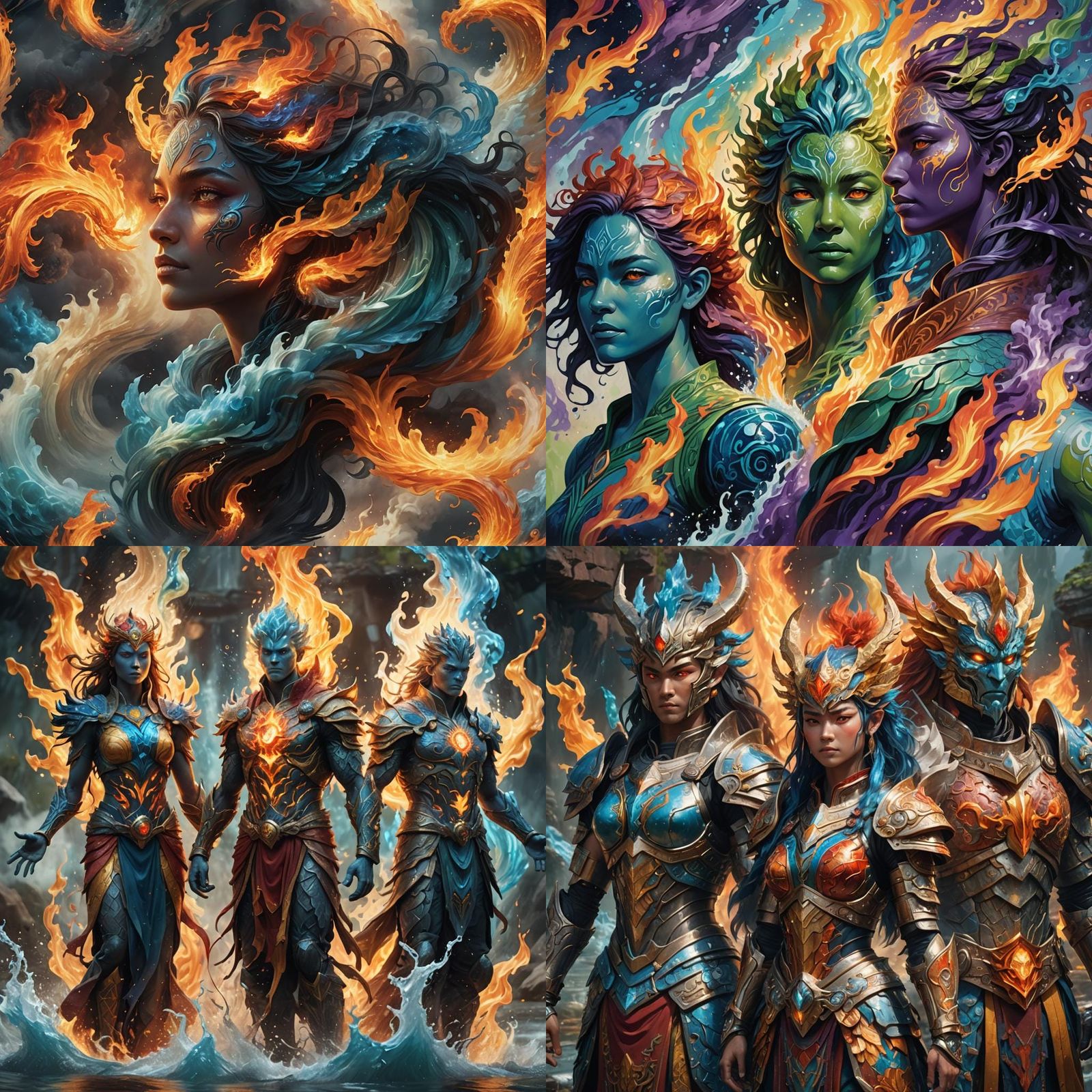 Hyperrealistic Elements: Air, Fire, Earth, Water