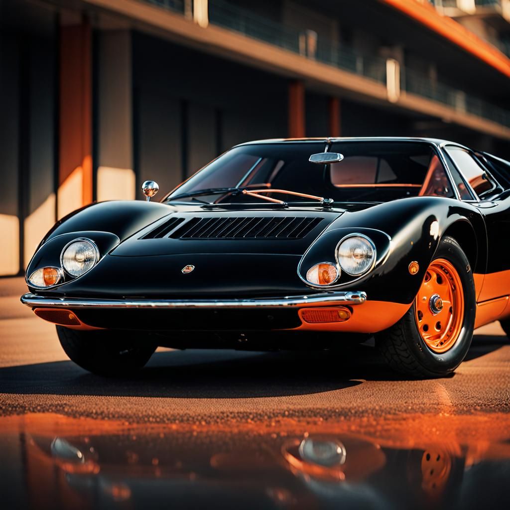 Lamborghini Miura Portrait in Anime Style