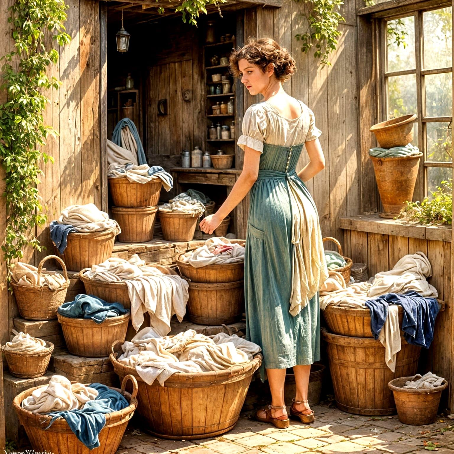 Impressionist Washer Woman in 1920s Style